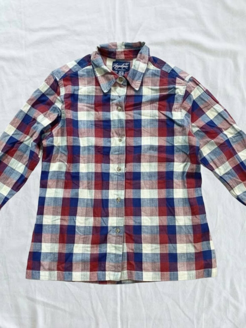 Angelique Vintage Red Striped Plaid Shirt Womens Medium